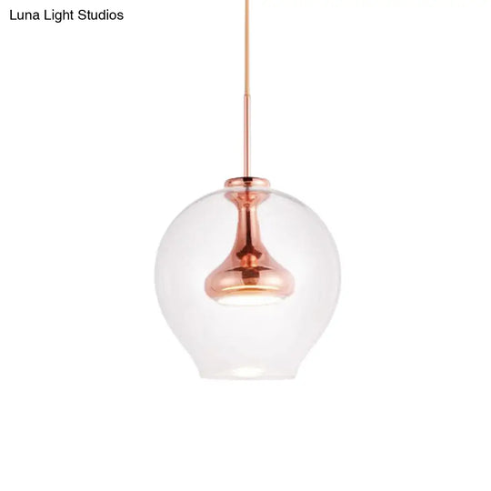 Contemporary Clear Glass Pendant Light - Sphere 1-Light Led Hanging Lamp Kit In White/Warm With