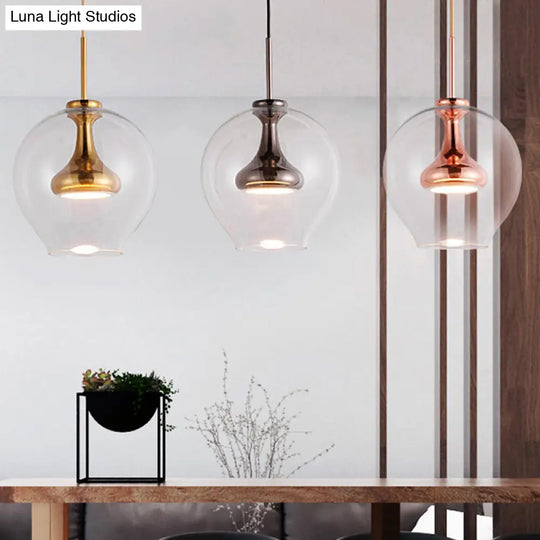 Contemporary Clear Glass Pendant Light: Sphere-Shaped Led Hanging Lamp Kit In White/Warm Light With