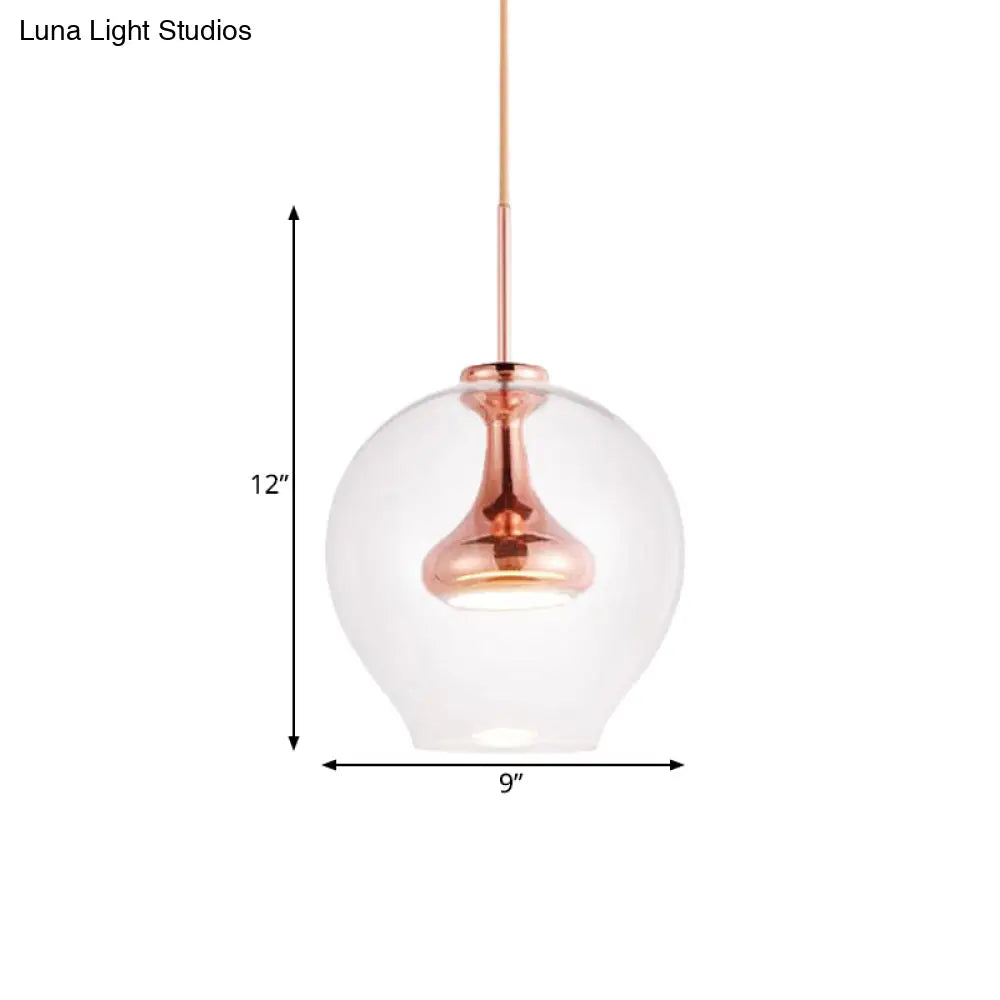 Contemporary Clear Glass Pendant Light: Sphere-Shaped Led Hanging Lamp Kit In White/Warm Light With