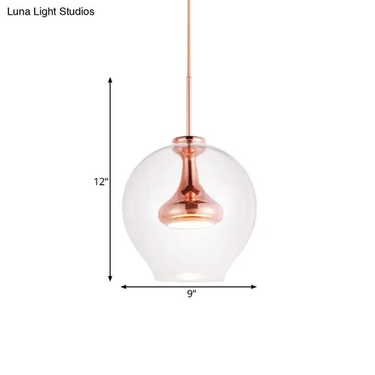 Contemporary Clear Glass Pendant Light: Sphere-Shaped Led Hanging Lamp Kit In White/Warm Light With