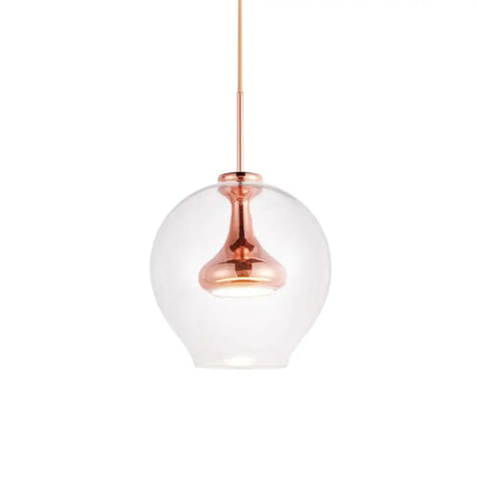 Contemporary Clear Glass Pendant Light: Sphere-Shaped Led Hanging Lamp Kit In White/Warm Light With