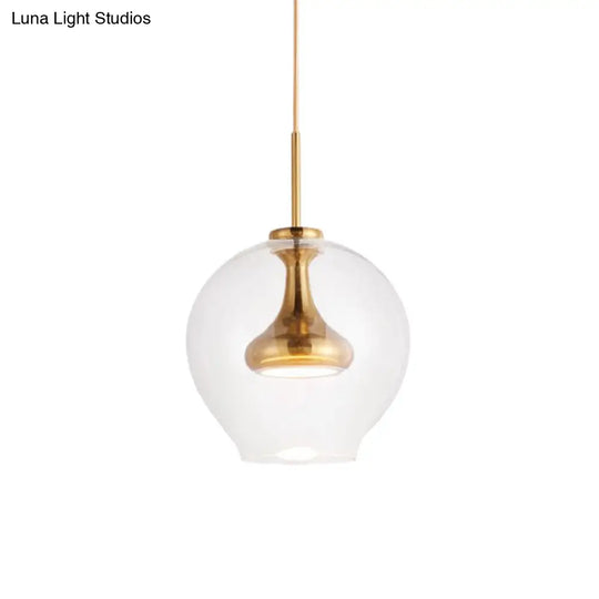 Contemporary Clear Glass Pendant Light - Sphere 1-Light Led Hanging Lamp Kit In White/Warm With