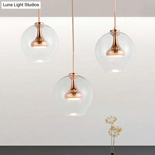 Contemporary Clear Glass Pendant Light - Sphere 1-Light Led Hanging Lamp Kit In White/Warm With