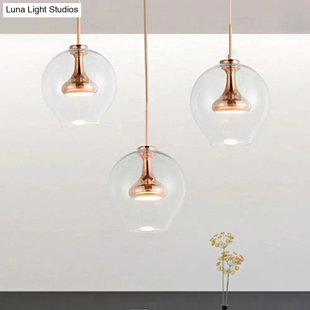 Contemporary Clear Glass Pendant Light: Sphere-Shaped Led Hanging Lamp Kit In White/Warm Light With