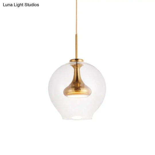 Contemporary Clear Glass Pendant Light: Sphere-Shaped Led Hanging Lamp Kit In White/Warm Light With