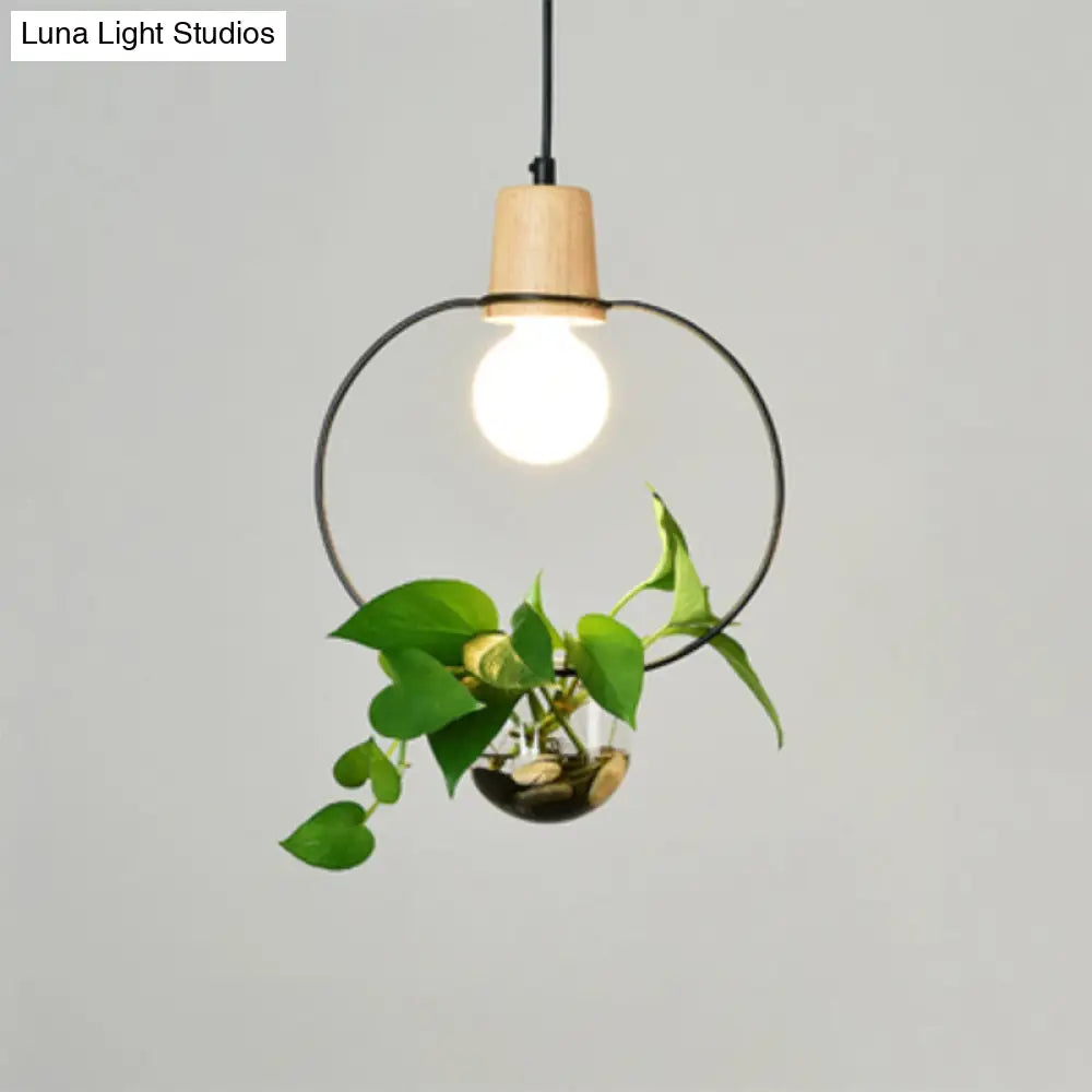 Contemporary Clear Glass Hanging Lamp - Study Room Pendant Light Black / A