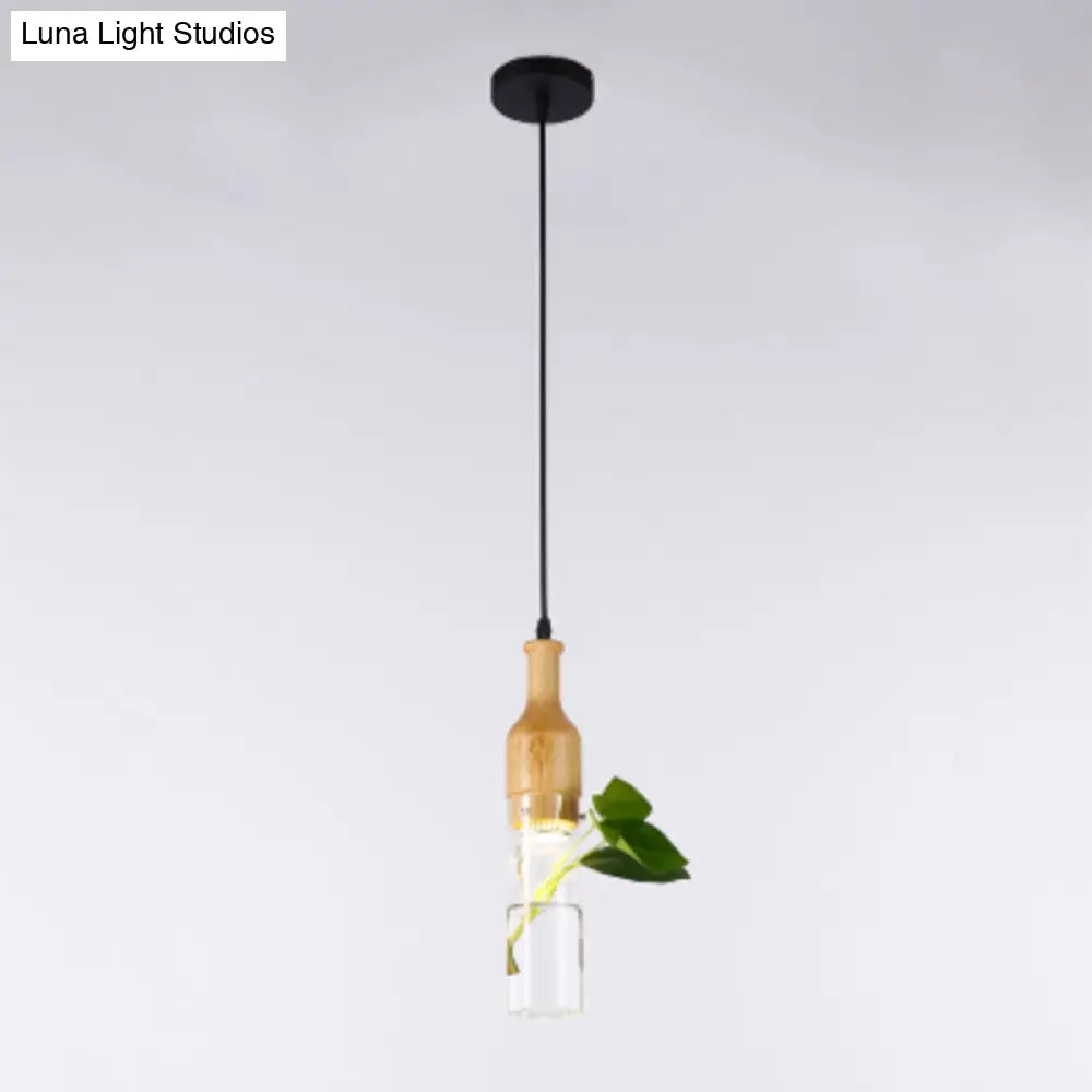 Contemporary Clear Glass Planter Lamp - 1-Light Pendant For Study Room Lighting
