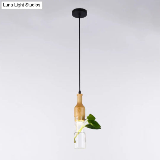Contemporary Clear Glass Planter Lamp - 1-Light Pendant For Study Room Lighting