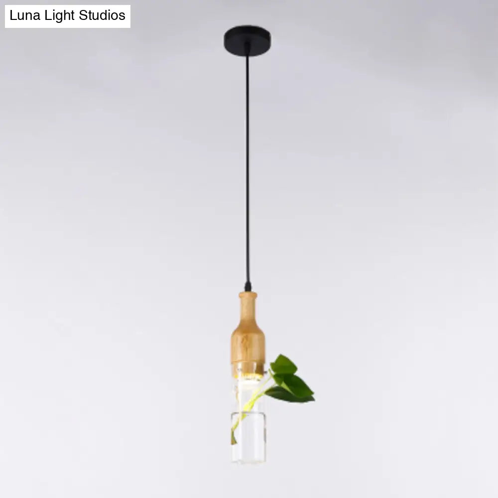 Contemporary Clear Glass Hanging Lamp - Study Room Pendant Light