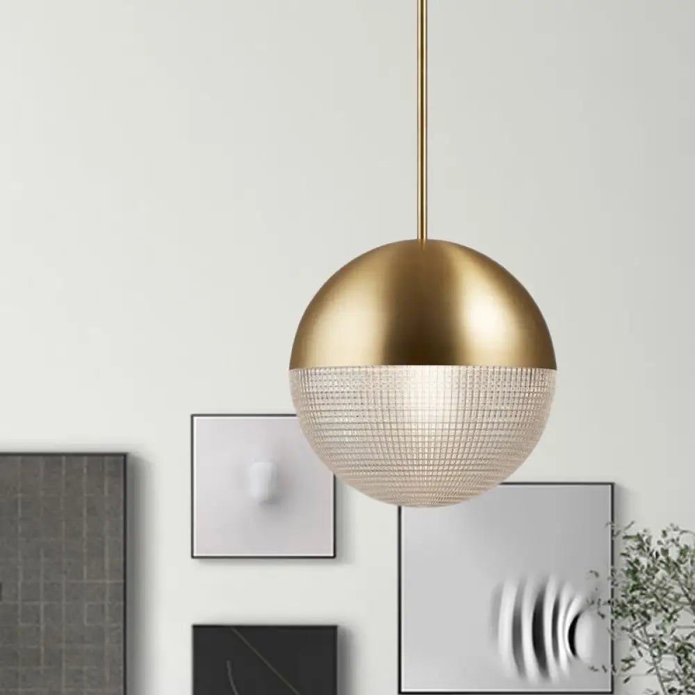 Contemporary Clear Prismatic Glass Ball Hanging Lamp - 1-Bulb Pendant Ceiling Light Black/Gold