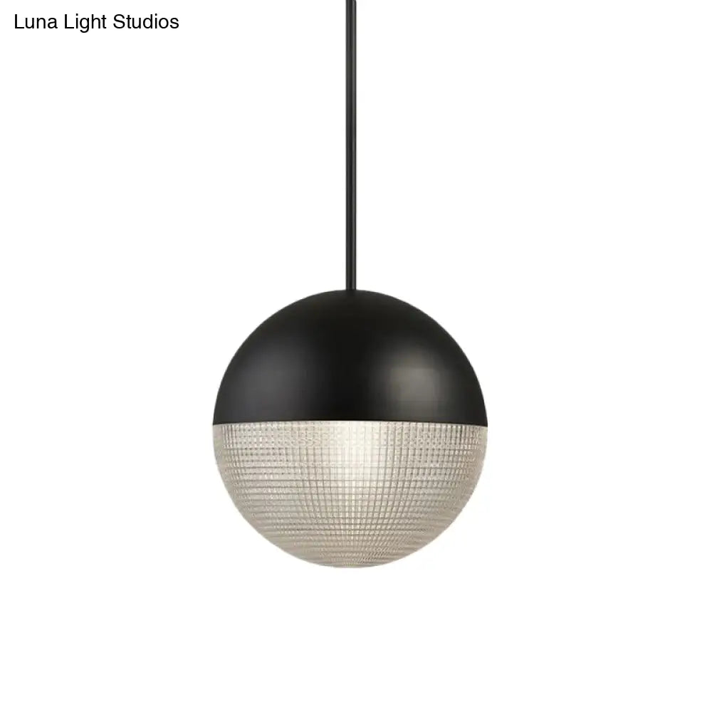 Contemporary Clear Prismatic Glass Ball Hanging Lamp - 1-Bulb Pendant Ceiling Light Black/Gold