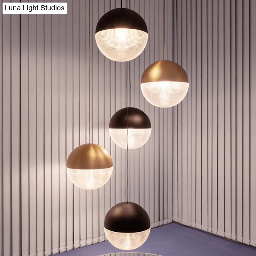 Contemporary Black/Gold Prismatic Glass Ball Pendant Light - Perfect For Bedroom