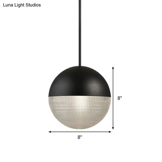 Contemporary Clear Prismatic Glass Ball Hanging Lamp - 1-Bulb Pendant Ceiling Light Black/Gold