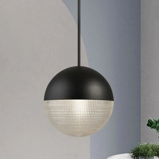 Contemporary Clear Prismatic Glass Ball Hanging Lamp - 1-Bulb Pendant Ceiling Light Black/Gold