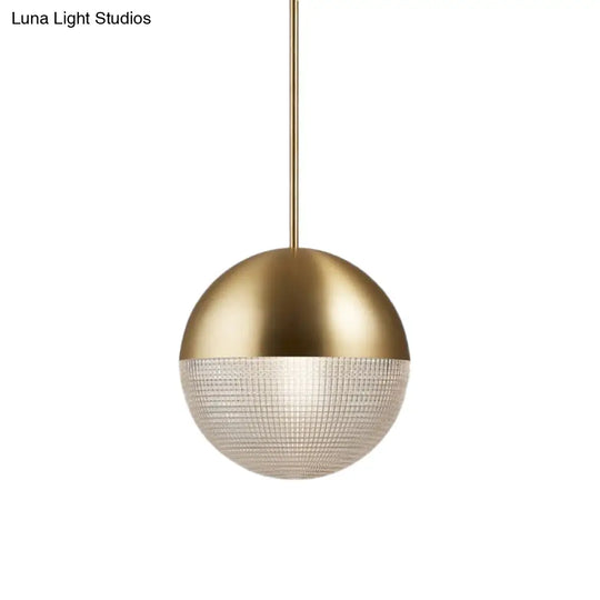 Contemporary Clear Prismatic Glass Ball Hanging Lamp - 1-Bulb Pendant Ceiling Light Black/Gold