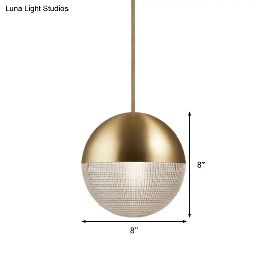 Contemporary Clear Prismatic Glass Ball Hanging Lamp - 1-Bulb Pendant Ceiling Light Black/Gold