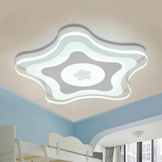 Contemporary Clear Starfish Led Flush Ceiling Light For Kids Bedroom / 8 White