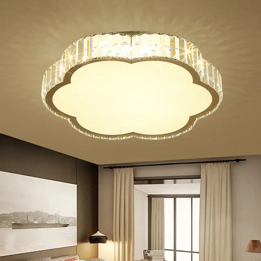 Contemporary Cloud Clear Crystal Flush Mount Led Ceiling Light In Stainless Steel For Bedchamber