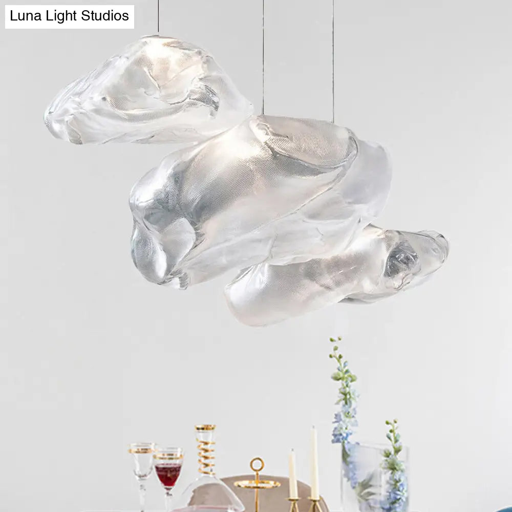 Cloud Cluster Pendant Light - Contemporary Frosted Glass 3-Light White Led Hanging Fixture Clear