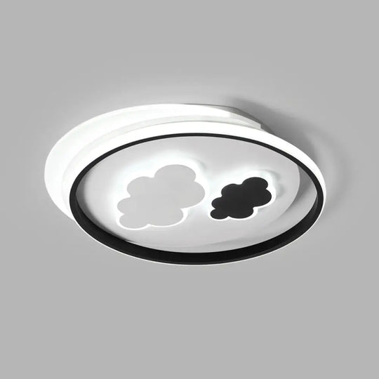 Contemporary Cloud-Shaped Flush Mount Ceiling Light For Kids Room In Black-White / 18’