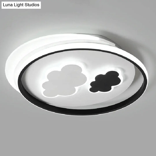 Contemporary Cloud-Shaped Flush Mount Ceiling Light For Kids Room In Black-White