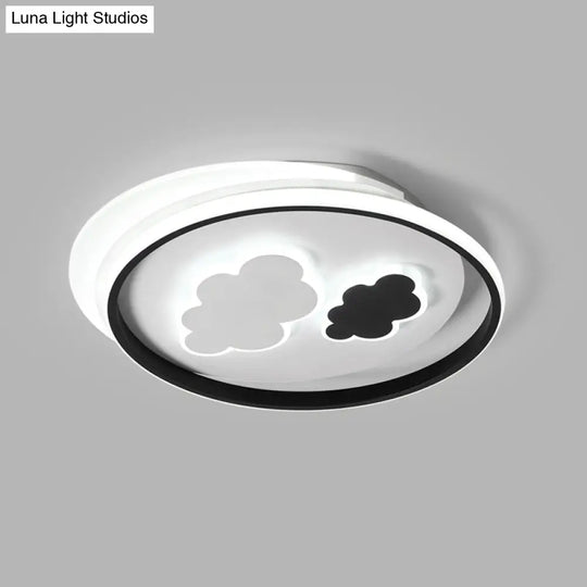 Contemporary Cloud-Shaped Flush Mount Ceiling Light For Kids Room In Black-White