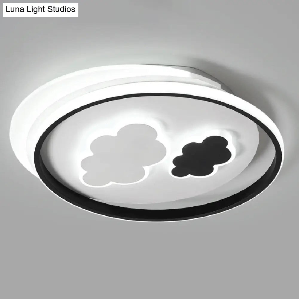 Contemporary Cloud-Shaped Flush Mount Ceiling Light For Kids Room In Black-White / 21.5