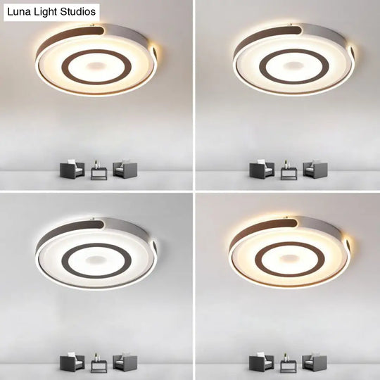 Contemporary Coffee Led Flush Mount Ceiling Light With Metal Halo Ring