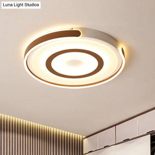 Contemporary Coffee Led Flush Mount Ceiling Light With Metal Halo Ring