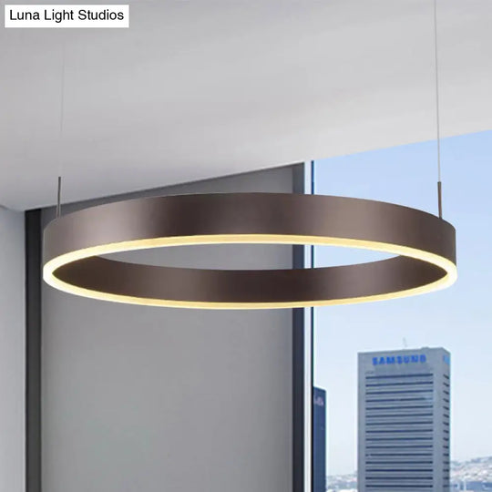 Contemporary Coffee Ring Chandelier Pendant Light With Acrylic Shade - Adjustable 1/2/3-Light