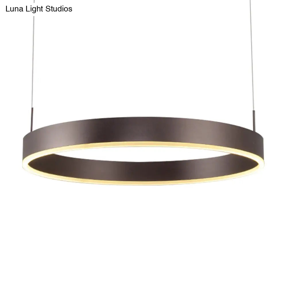 Contemporary Coffee Ring Chandelier Pendant Light With Acrylic Shade - Adjustable 1/2/3-Light