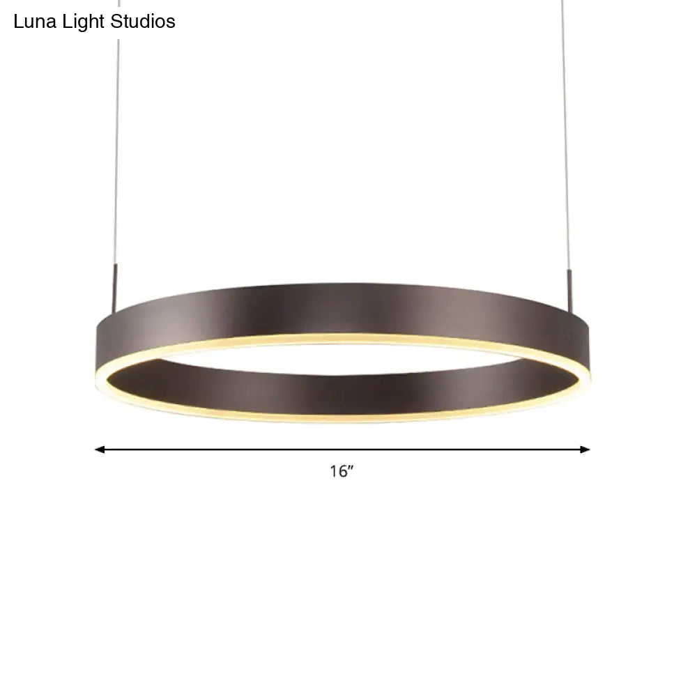 Contemporary Coffee Ring Chandelier Pendant Light With Acrylic Shade - Adjustable 1/2/3-Light