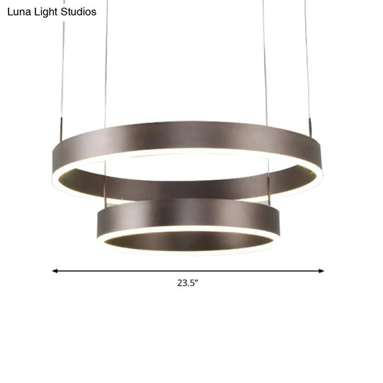 Contemporary Coffee Ring Chandelier Pendant Light With Acrylic Shade - Adjustable 1/2/3-Light