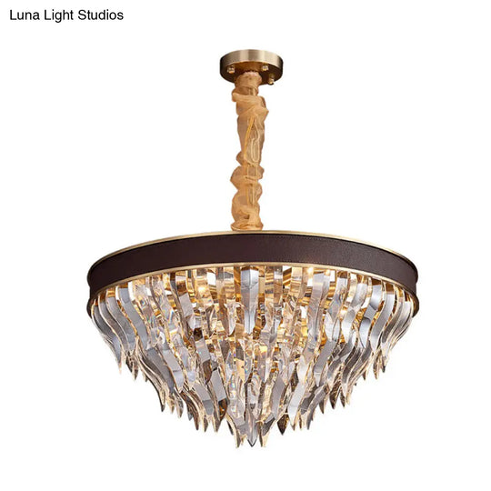 Contemporary Cone-Shaped Crystal Pendant Chandelier - 11 Brown Suspension Lights