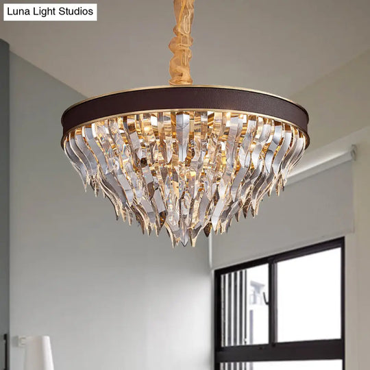 Contemporary Cone-Shaped Crystal Pendant Chandelier - 11 Brown Suspension Lights