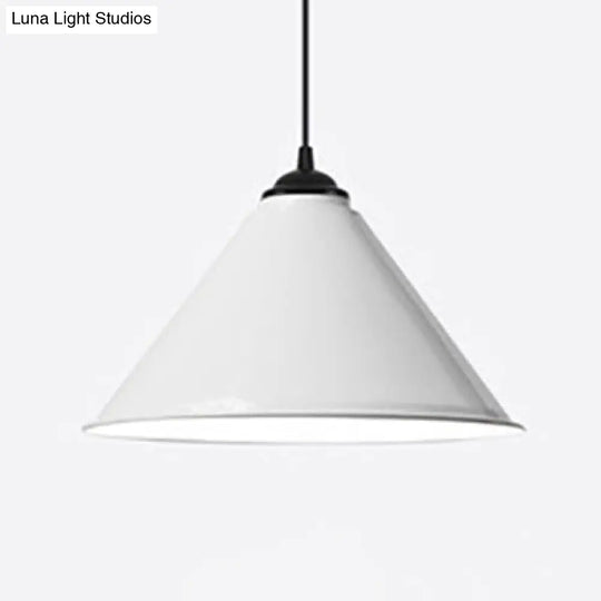 Contemporary 12/16 Inch Wide Cone Metal Suspension Lamp: Elegant 1-Bulb Hanging Light For Dining