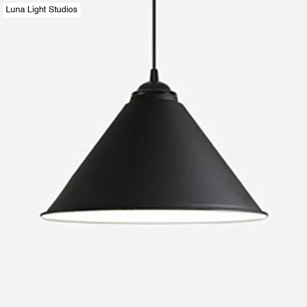 Contemporary 12/16 Inch Wide Cone Metal Suspension Lamp: Elegant 1-Bulb Hanging Light For Dining