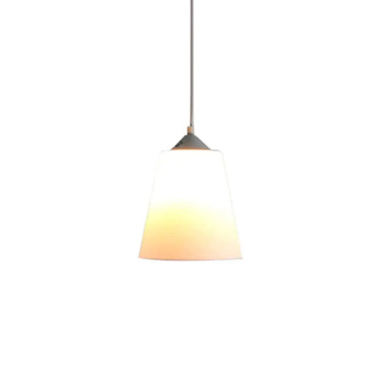 Contemporary Conic Pendant Light With Frosted Glass Shade & Adjustable Cord - White / A