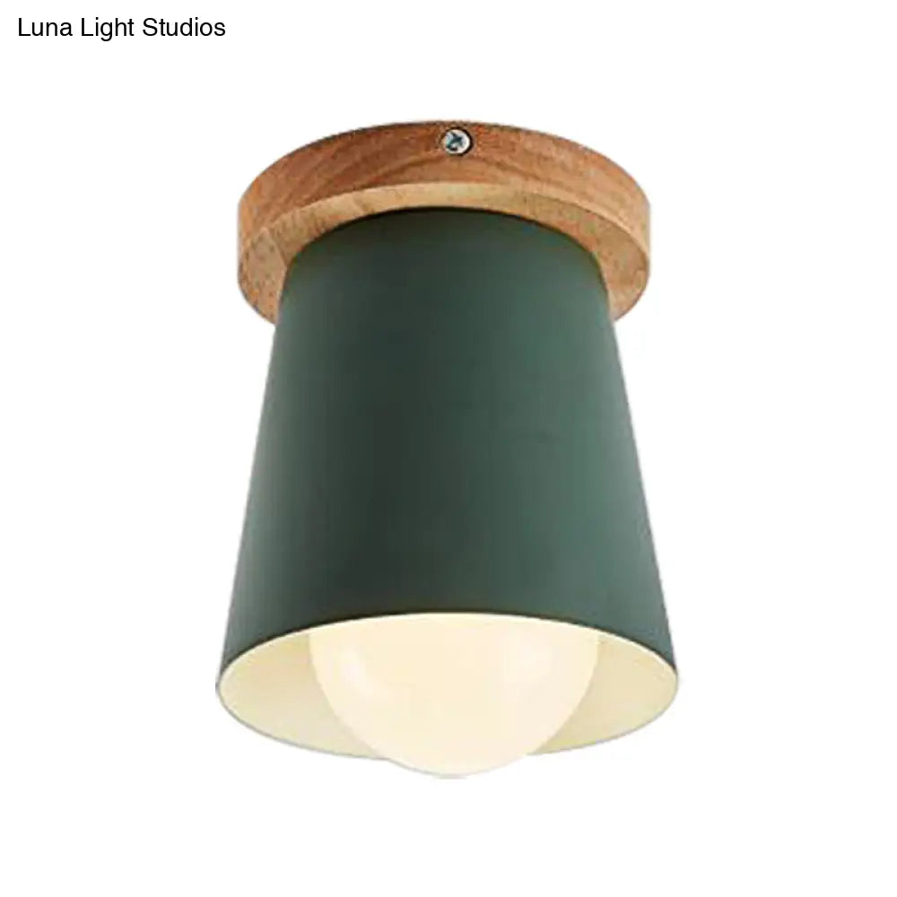 Contemporary Conical Ceiling Light Gray/White/Green - Metal Flush Mount For Bedroom
