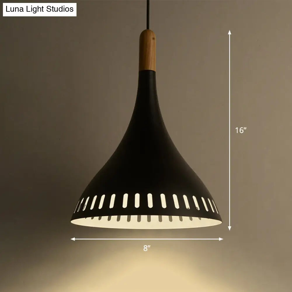 Contemporary Conical Metal Pendant Ceiling Light - 8/12 Wide 1 Black Dining Room