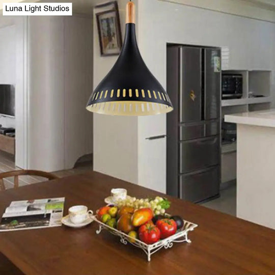 Contemporary Conical Metal Pendant Ceiling Light - 8/12 Wide 1 Black Dining Room / 8