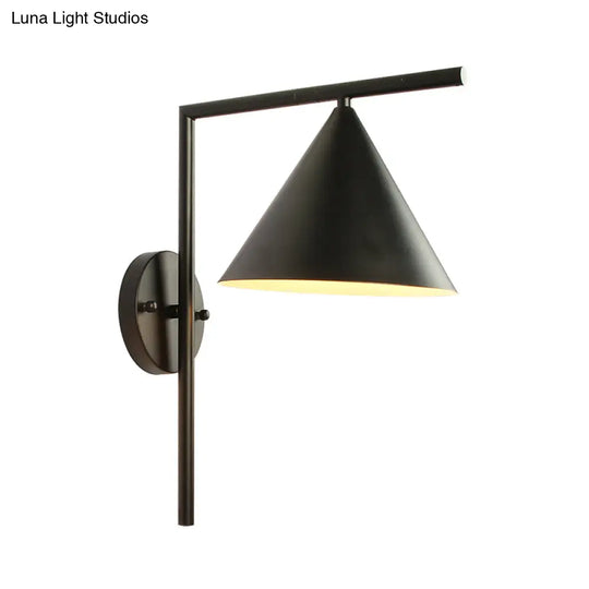 Contemporary Conical Metal Wall Sconce Light Fixture - 1 Black/White/Gold 8 W