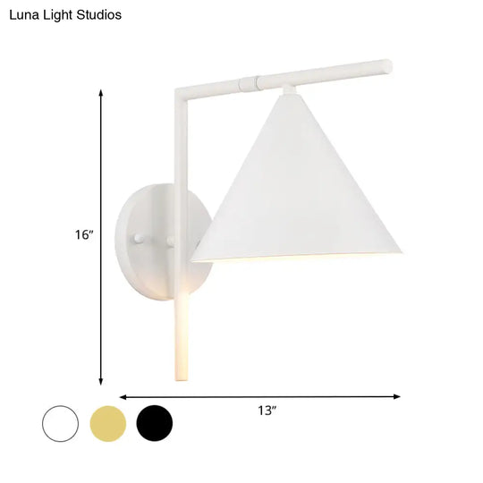 Contemporary Conical Wall Sconce Light For Bedroom - Metal 1 Head Black/White/Gold