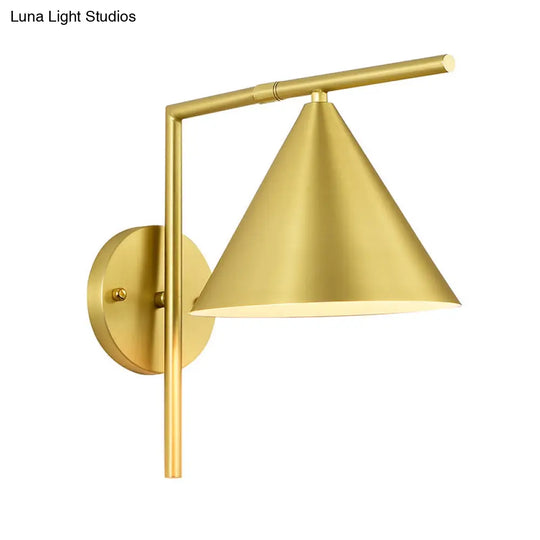 Contemporary Conical Wall Sconce Light For Bedroom - Metal 1 Head Black/White/Gold