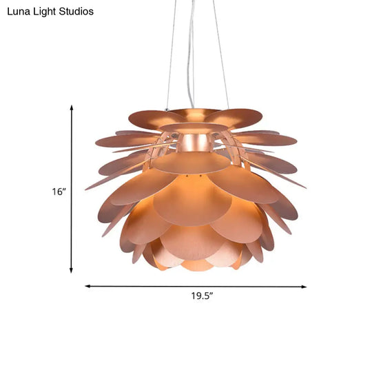 Contemporary Copper Hanging Pendant Light For Restaurants - Pinecone Metal Finish