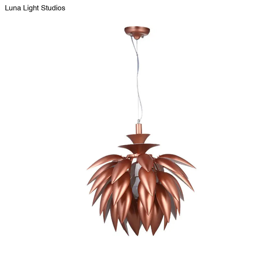 Copper Pinecone Suspension Pendant Lamp - Contemporary Metallic Ceiling Light For Restaurants