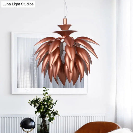 Copper Pinecone Suspension Pendant Lamp - Contemporary Metallic Ceiling Light For Restaurants