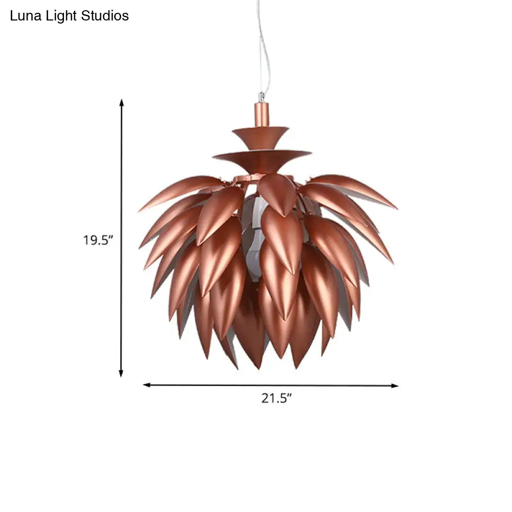 Copper Pinecone Suspension Pendant Lamp - Contemporary Metallic Ceiling Light For Restaurants