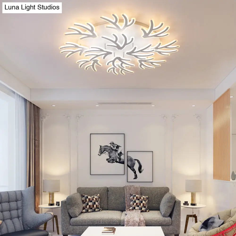 Contemporary Coral Flush Ceiling Light: Acrylic Flushmount With Led Lights In Warm/White/Natural