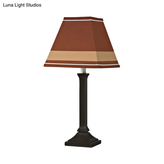 Contemporary Craftsman Study Desk Lamp - One-Light Fabric Shade